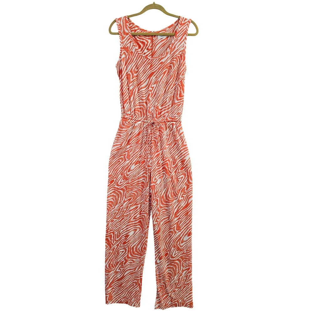 Calvin Klein Womens Orange White Tiger Stripe print Jumpsuit CD5AJA7H Size 8 NEW